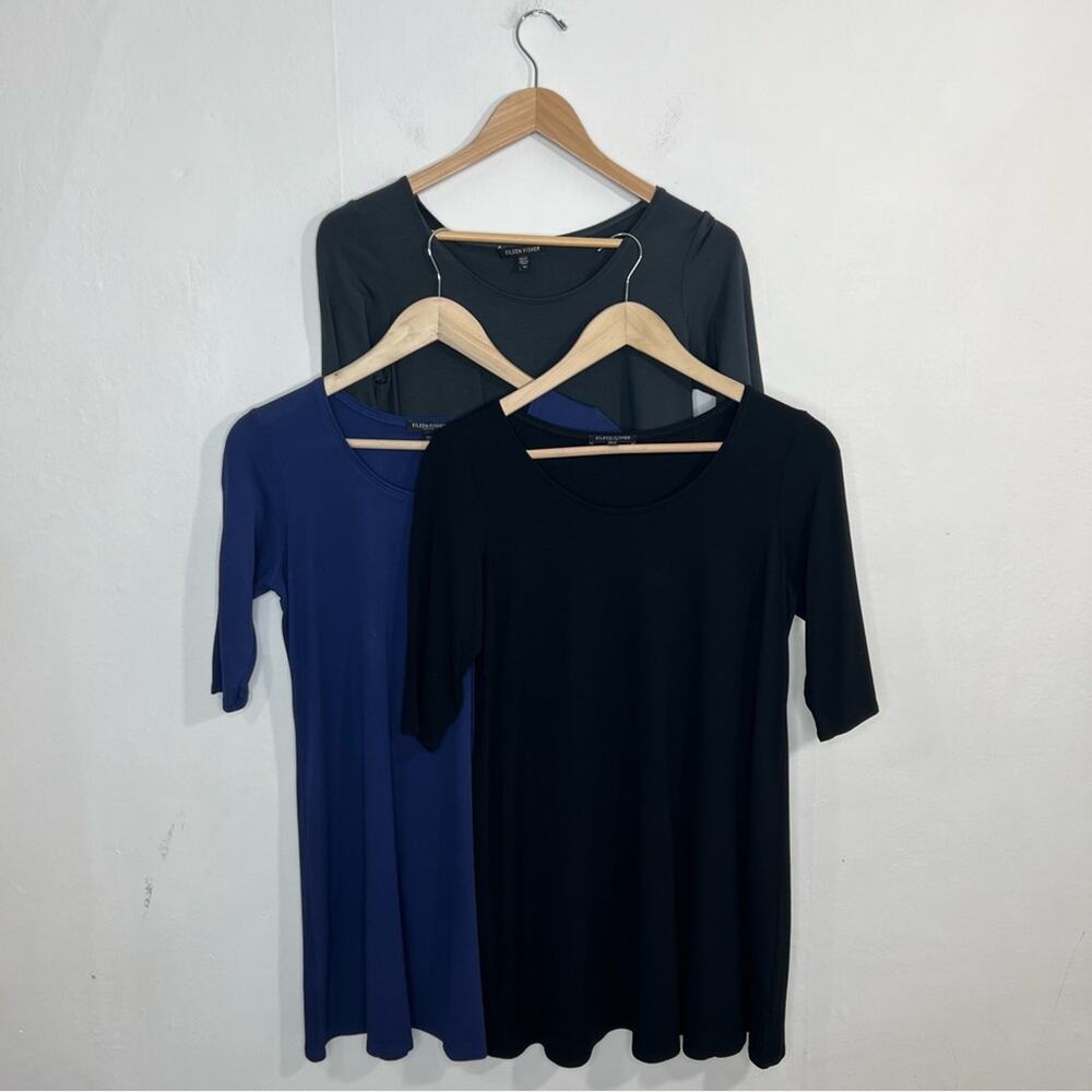 Eileen Fisher Bundle Lot Short Sleeve Scoop Neck Tunic Tops Size PS